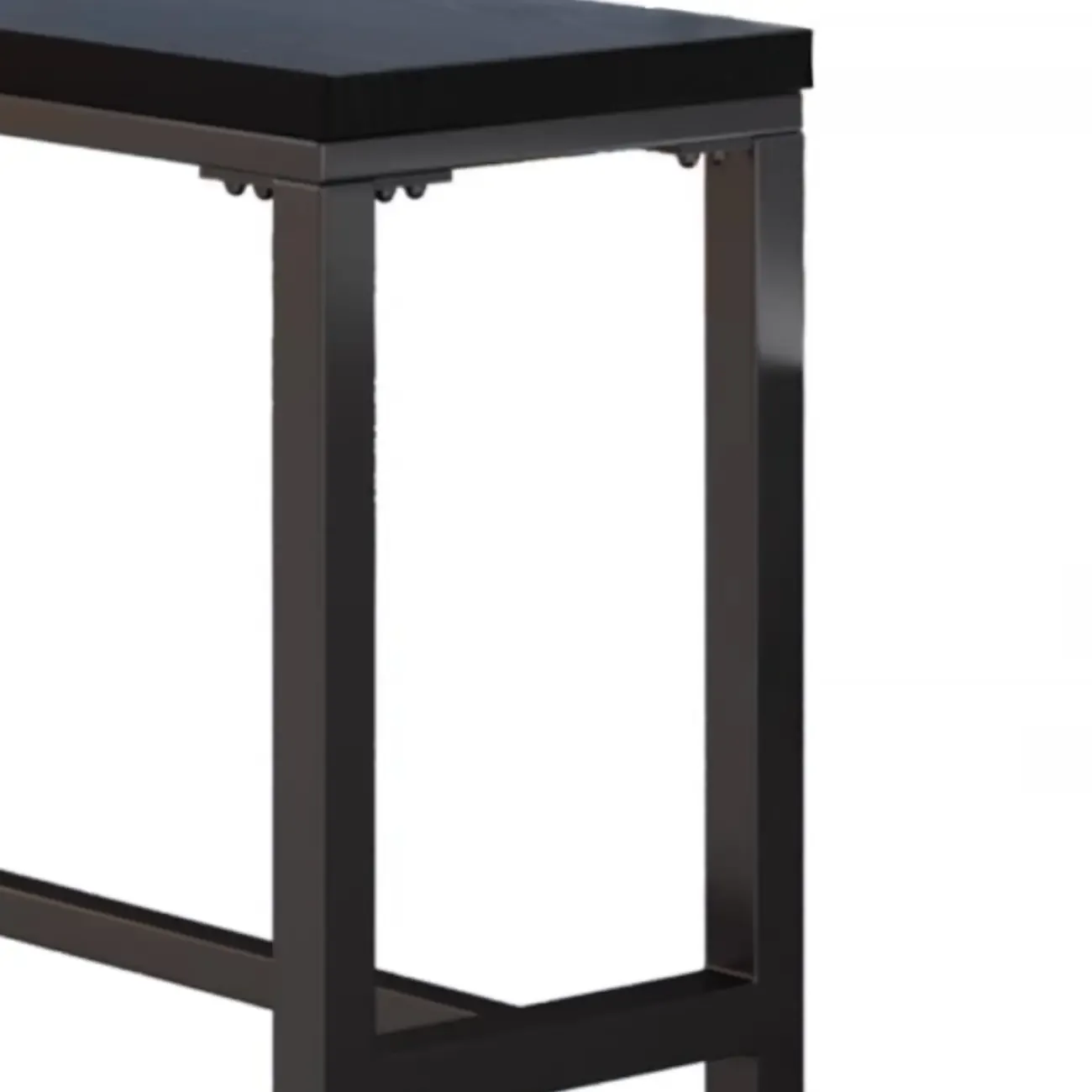Modern Black Pine Wood Metal Bar Tables with Footrest