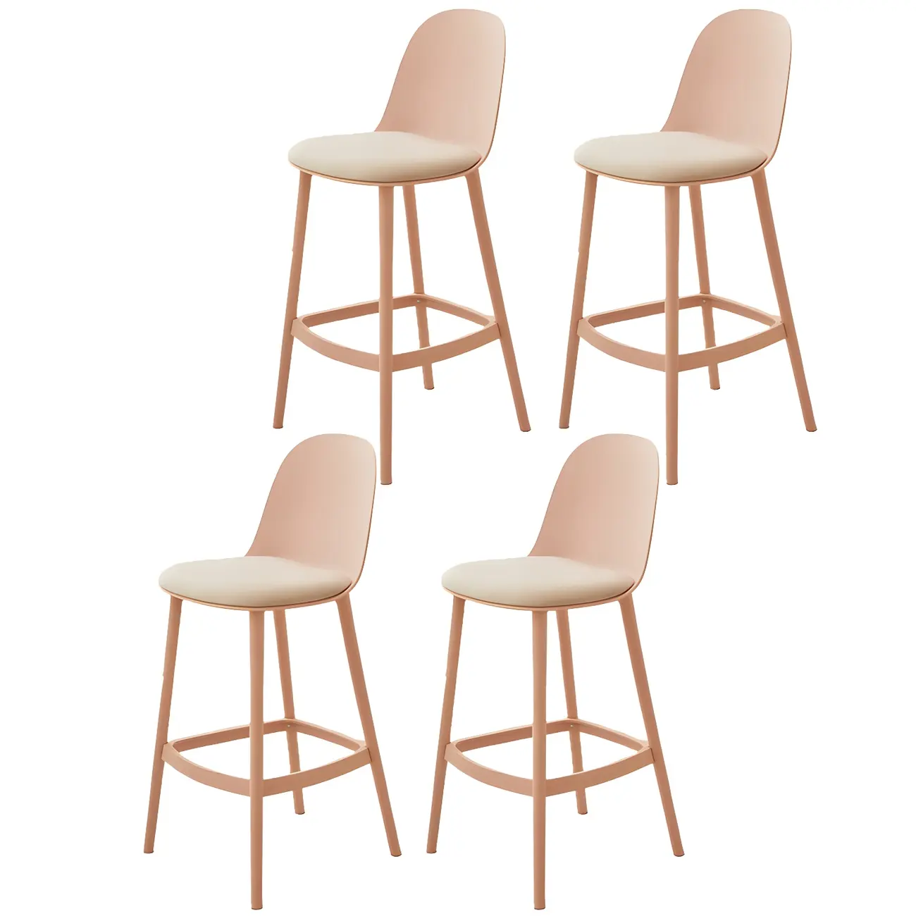 Modern Plastic Upholstered Bar Stool with Footrest