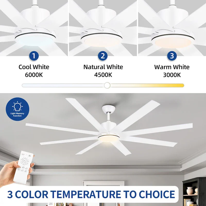 72  8 Blades Ceiling Fans with Lights and Remote Control