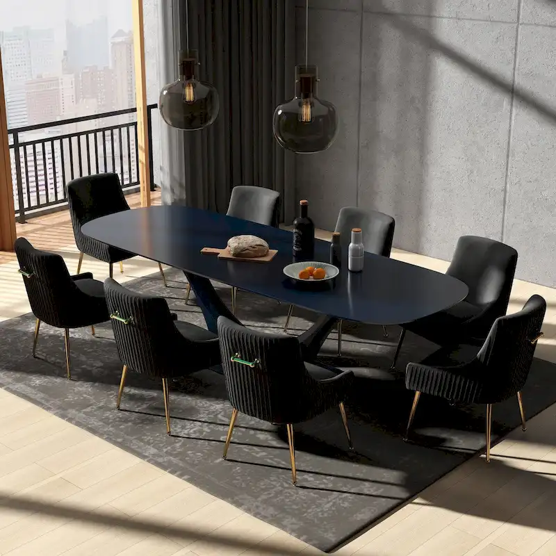 SEYNAR Modern Glam Velvet Dining Chair Set of 8 for Dining Room, Tufted Vanity Chair for Living Room (no table)