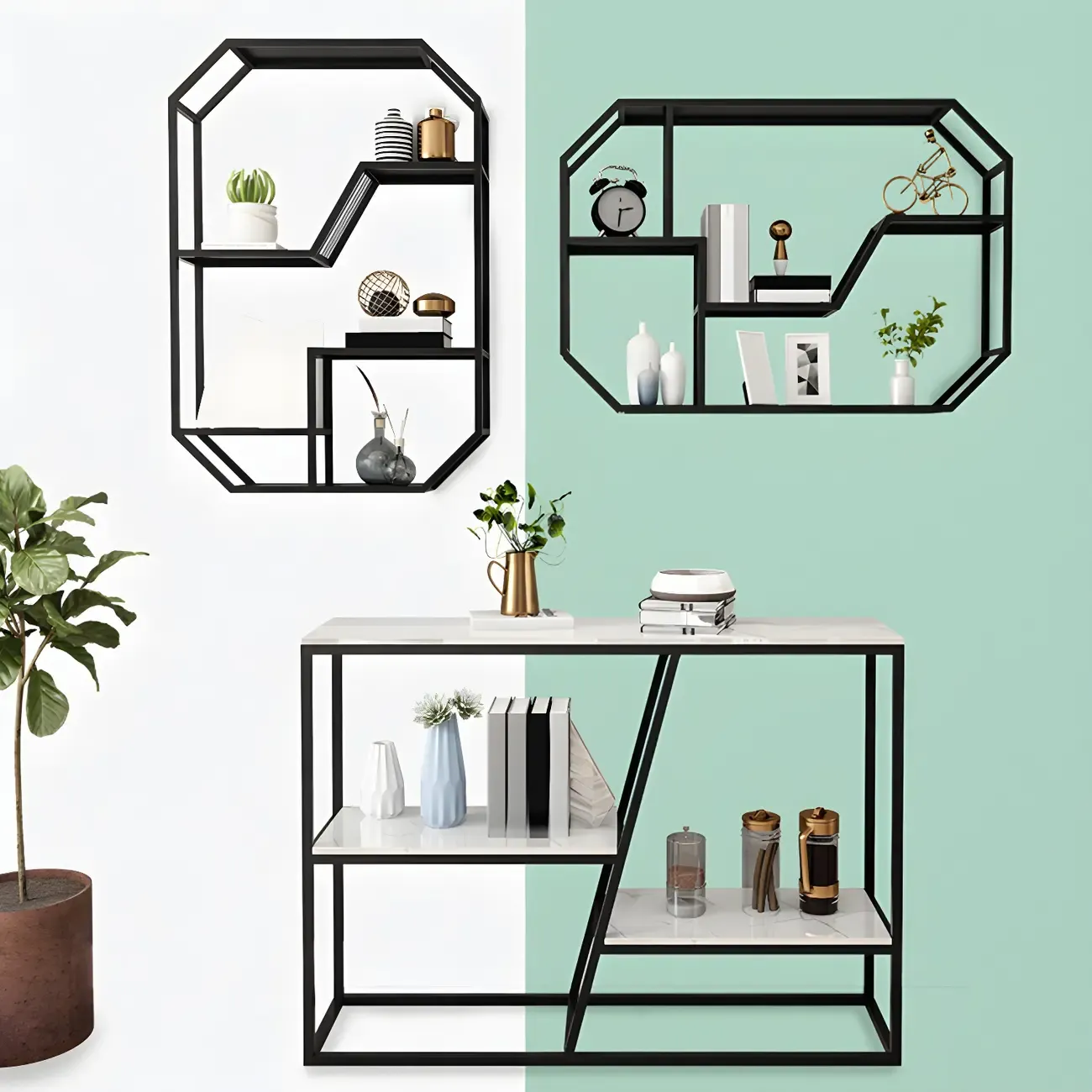 Simple Metal Black Wall-Mounted Wine Bottle Rack