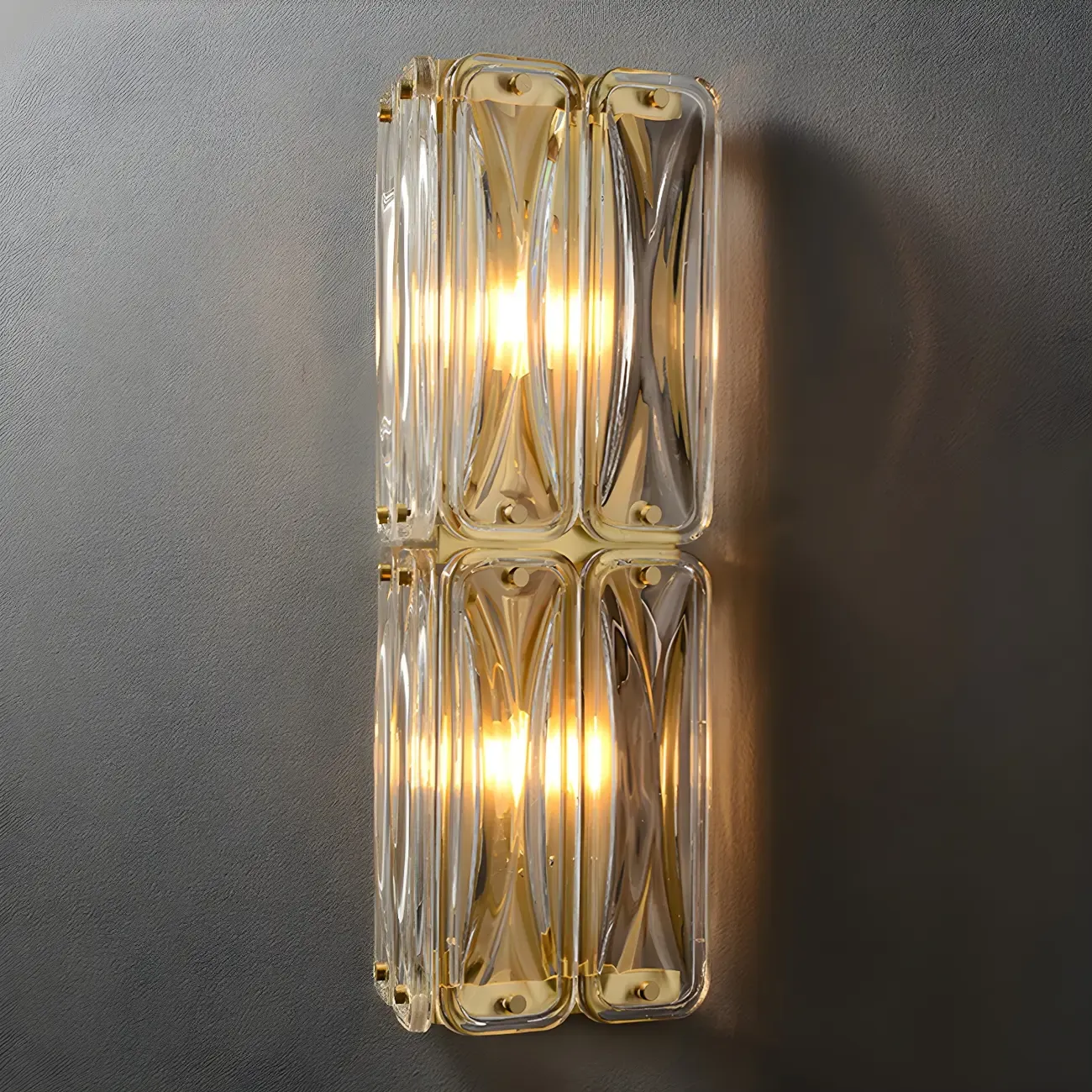Modern Gold Metal Clear Glass Geometry Wall Sconce