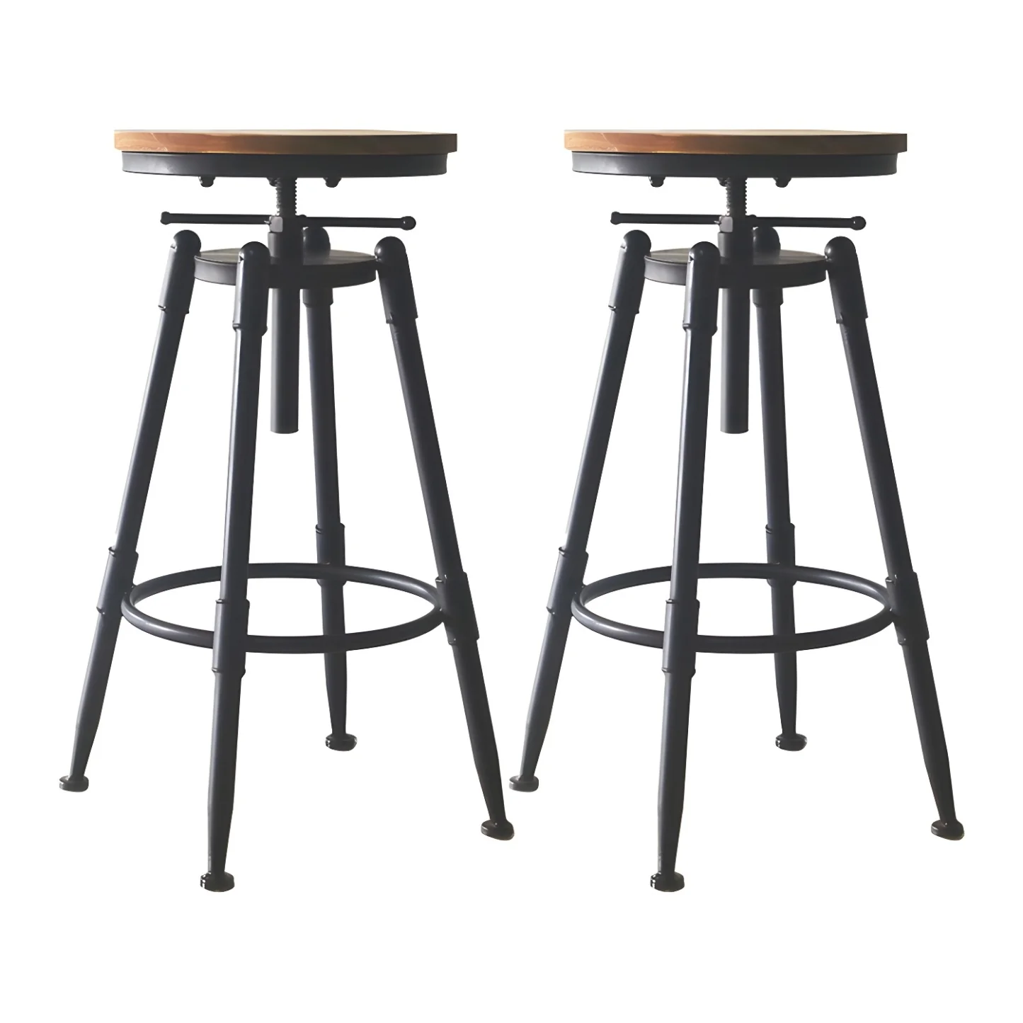 Industrial Metal Leather Swivel Bar Stools with Back