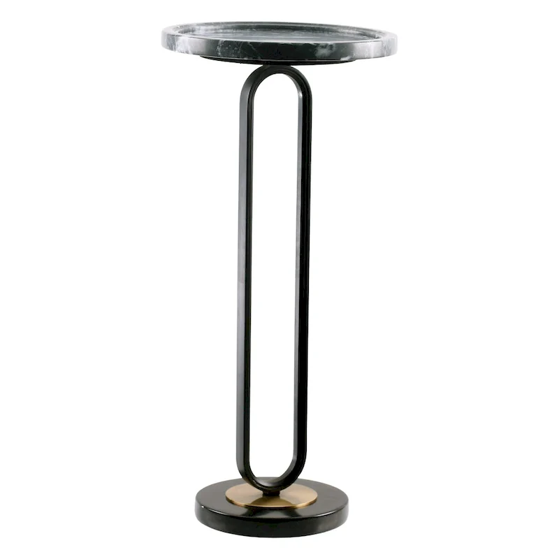 12 Grey Round Marble Metal Marble Pedestal End Table