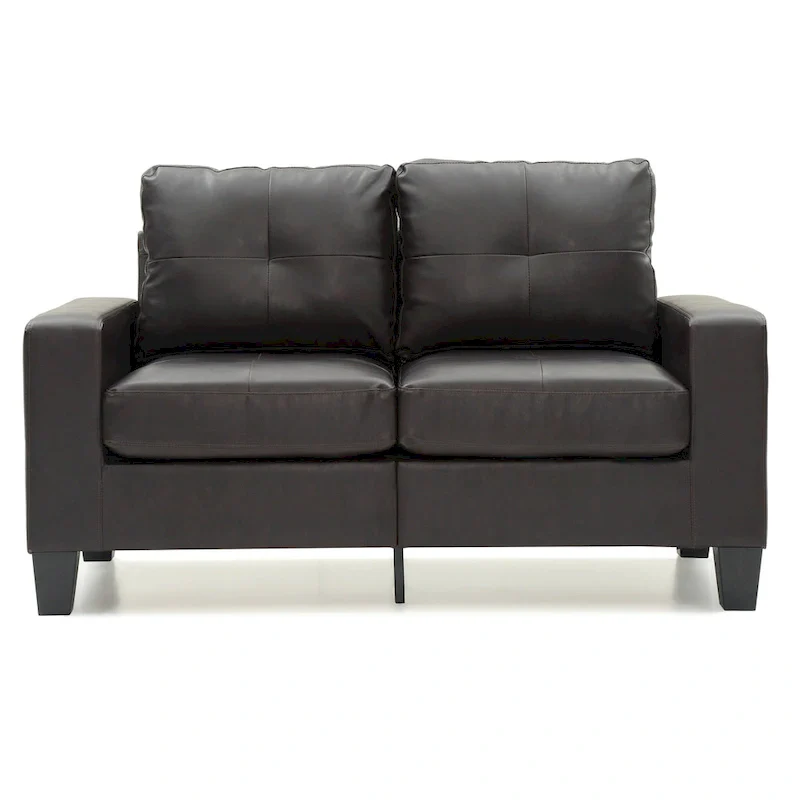 Newbury 58 in. W Flared Arm Faux Leather Straight Sofa - 32L x 58W x 36H