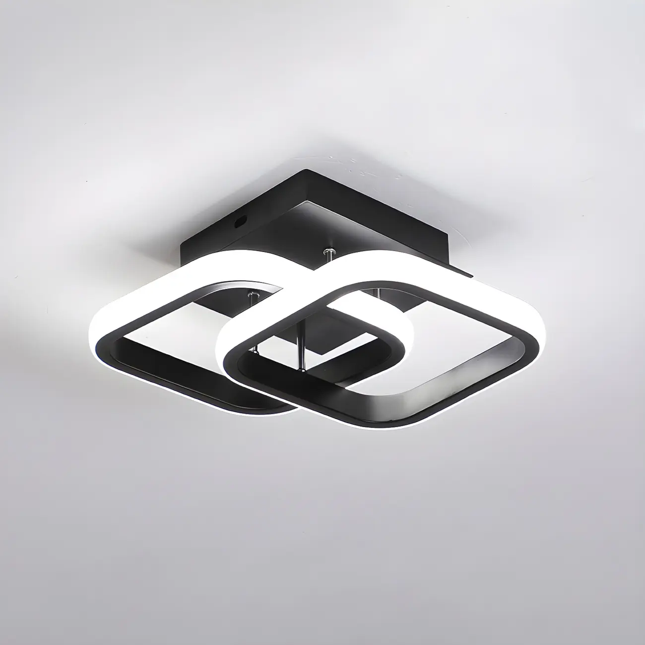 Black Geometric Metal LED Semi Flush Mount Ceiling Light