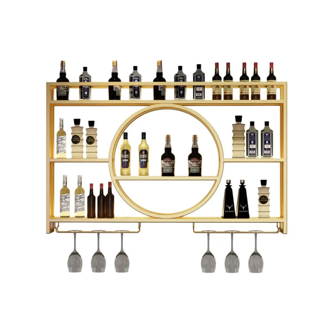 Black Circular Metal Wall Mounted Wine Rack