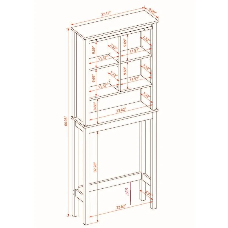 Farmhouse White MDF Wood Over-the-Toilet Space Saver Bathroom Cabinet