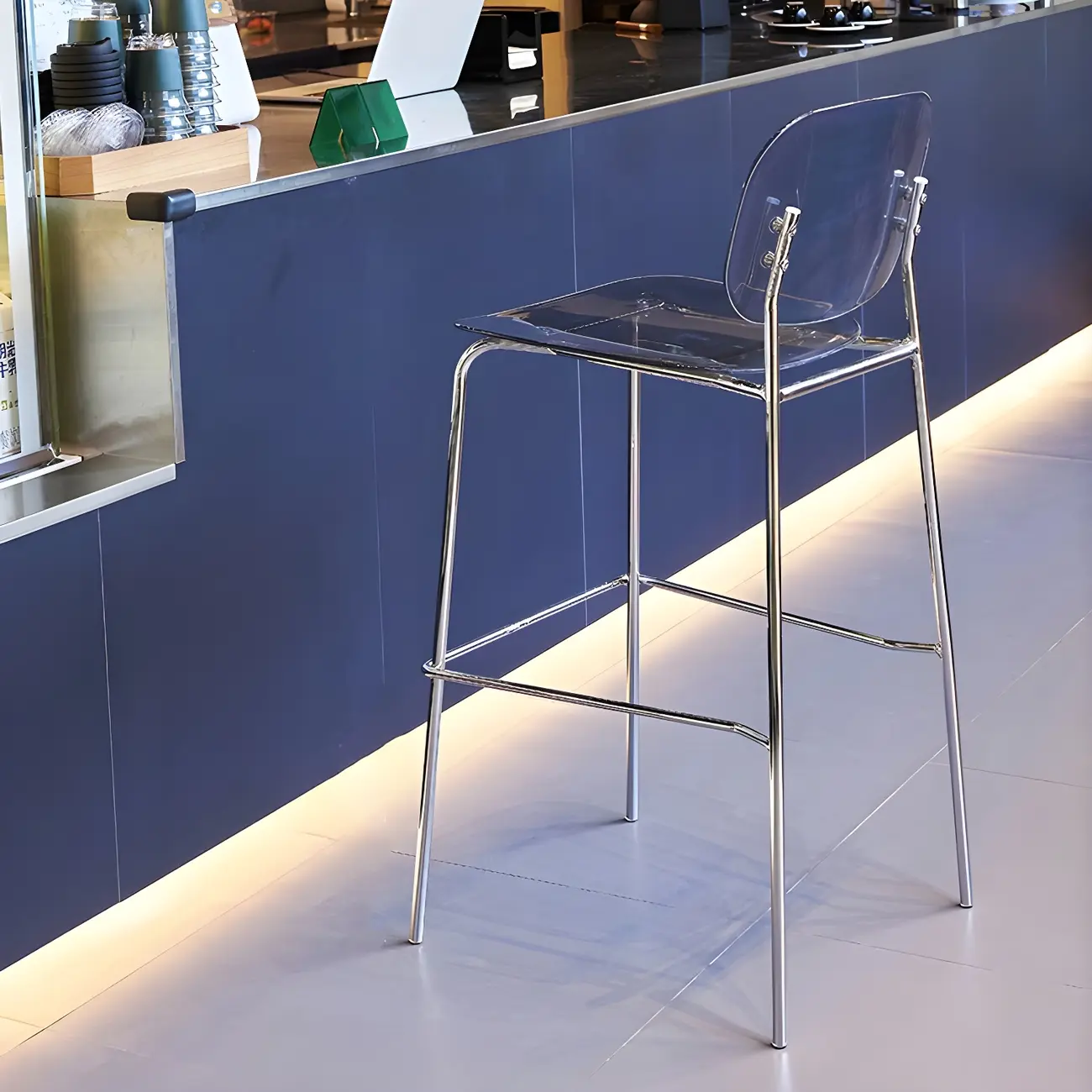 Scandinavian Square Seat Counter Height Acrylic Bar Stools