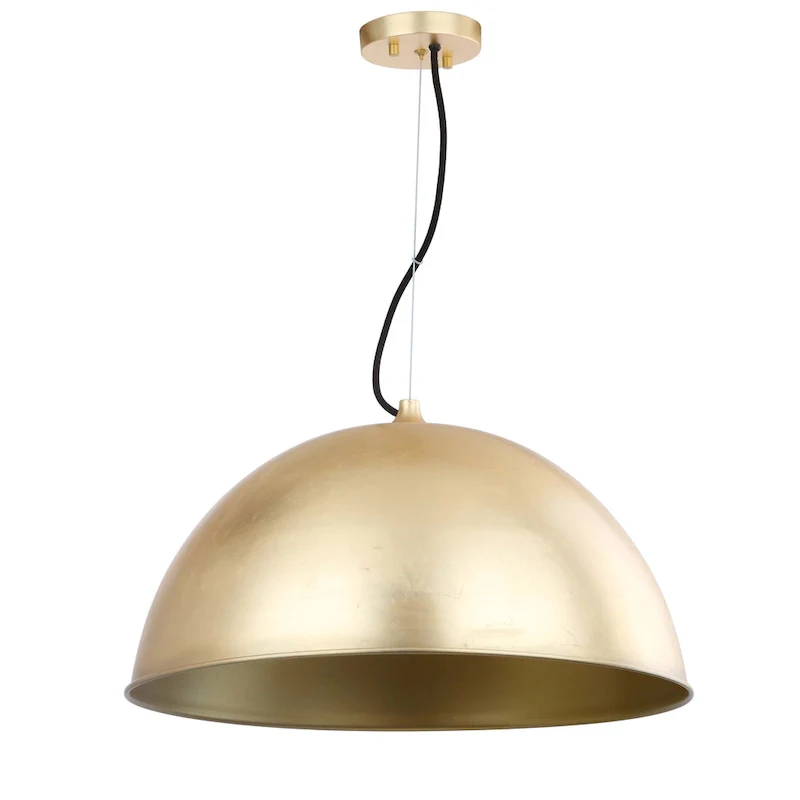 SAFAVIEH Lighting Efrosina Adjustable 1-Light Dome Gold Leaf Pendant - 21  W x 21  D x 11.5-83.5  H - Gold Leaf - 21Wx21Dx84H