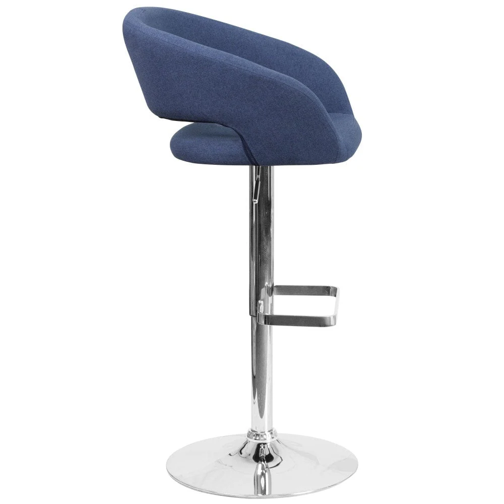 Modern Upholstered Adjustable-Height Barstool with Rounded Back