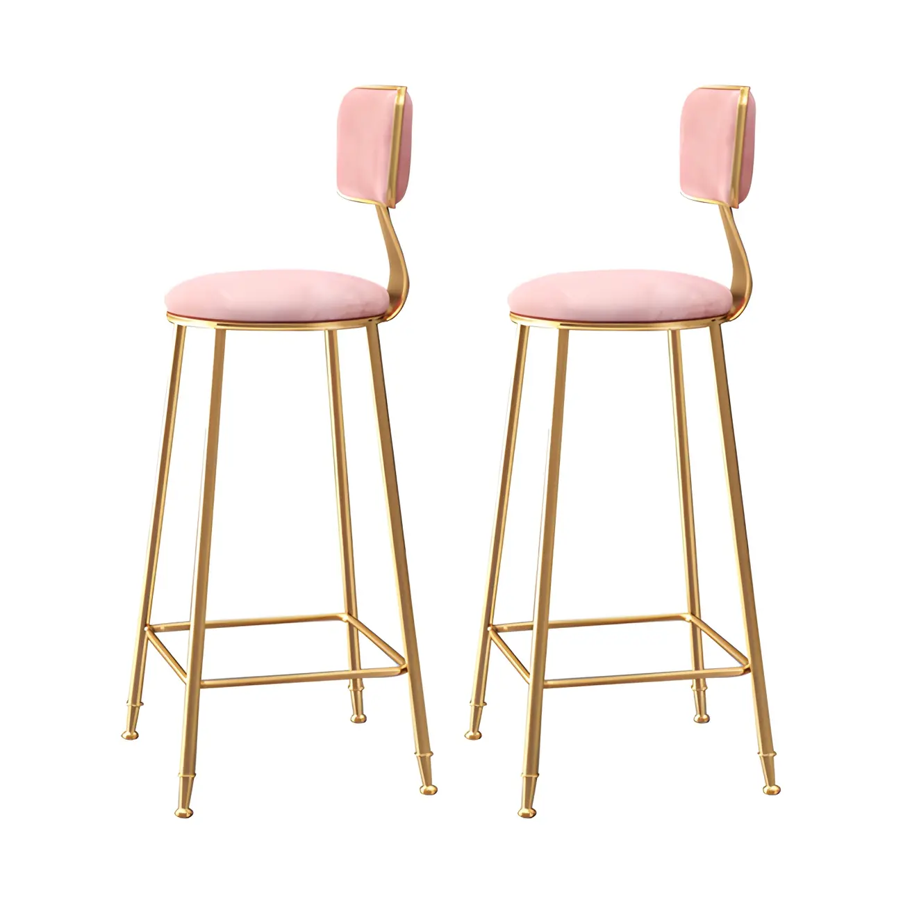 Round Velvet Upholstered Counter Bar Stools