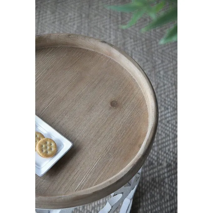 23 Large Distressed White Side Table