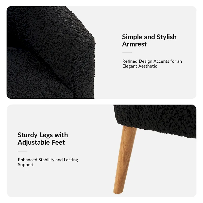 Sheila Modern 30W Boucle Armchair with Solid Wood Legs Set of 2 by HULALA HOME