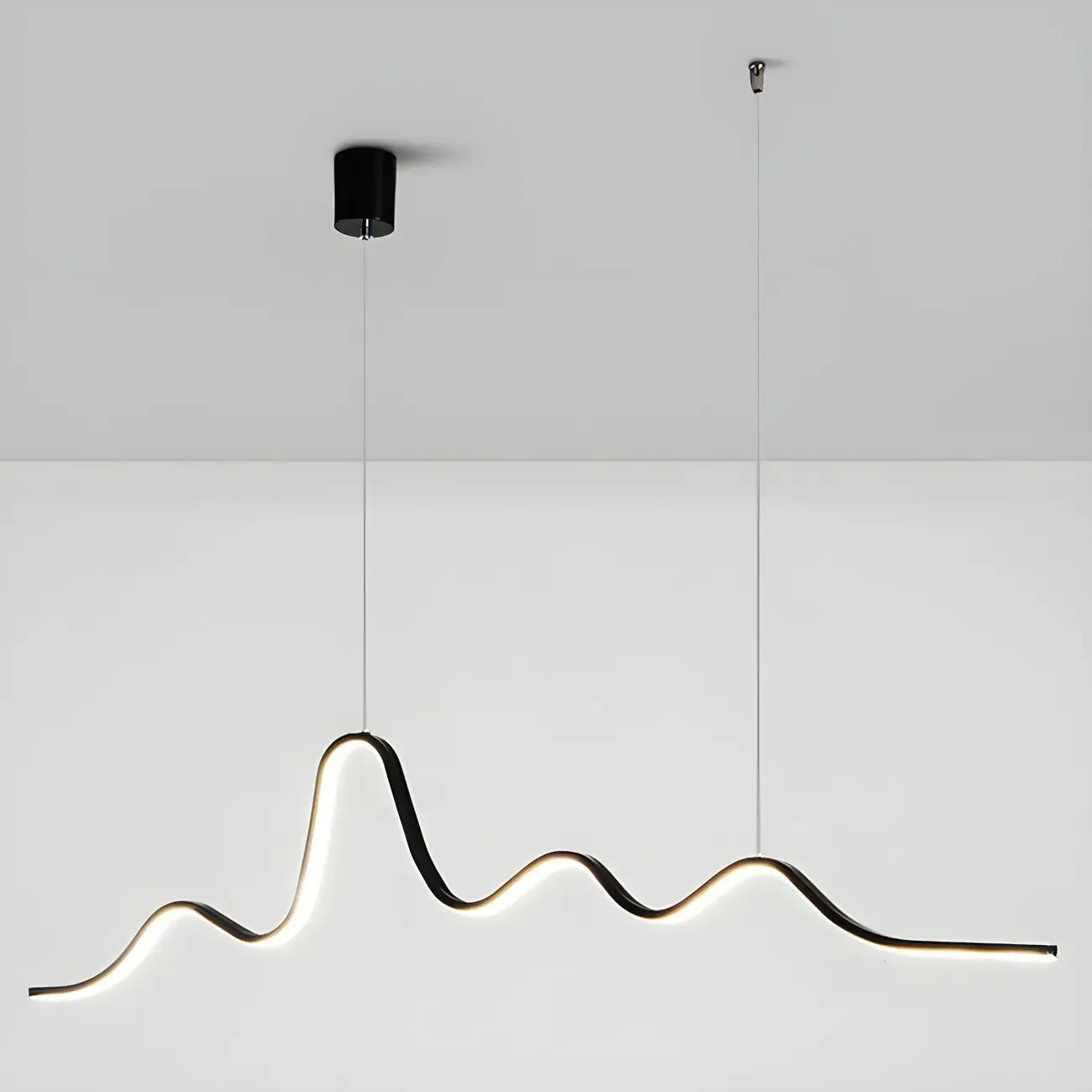 Artistic Black Linear Adjustable Island Pendant Light