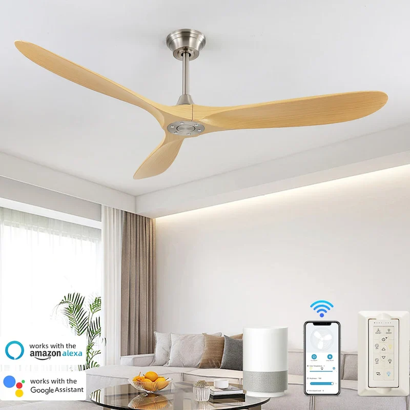60  Smart Ceiling Fan without Light,Nickel downrod with Plastic Blades