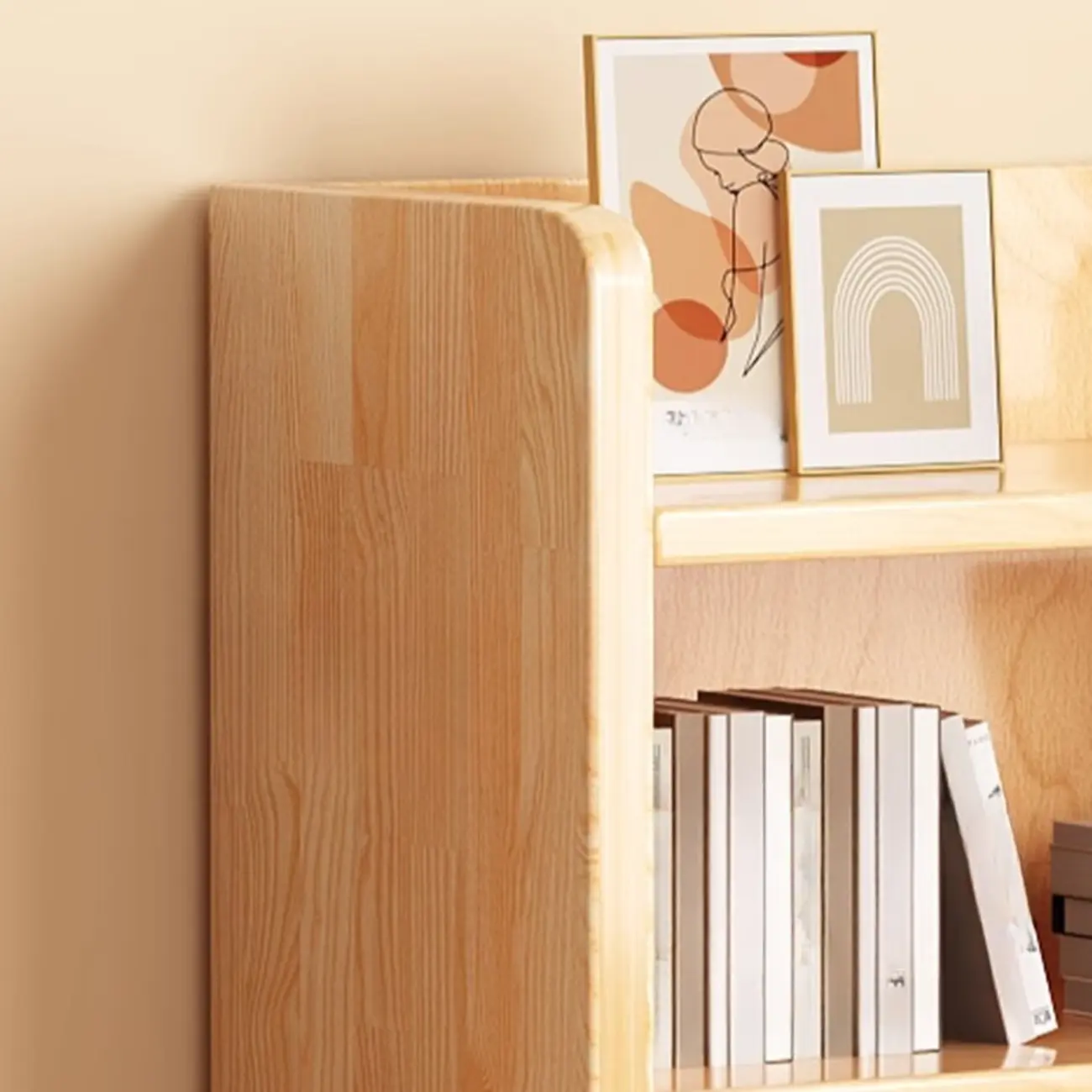 Narrow Vertical Modern Wooden Bookcase in Natural Finish