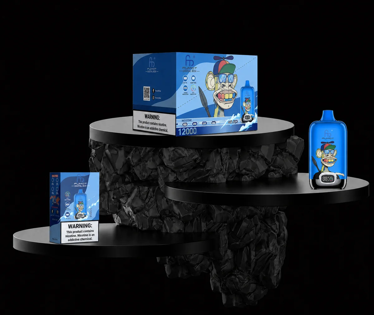 Fumot Digital Box 12000 Ice Pop Einzelgerät, Retail-Box und Display-Box