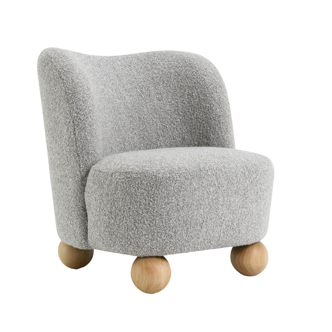 Curve Back Boucle Accent Chair with Ball Feet