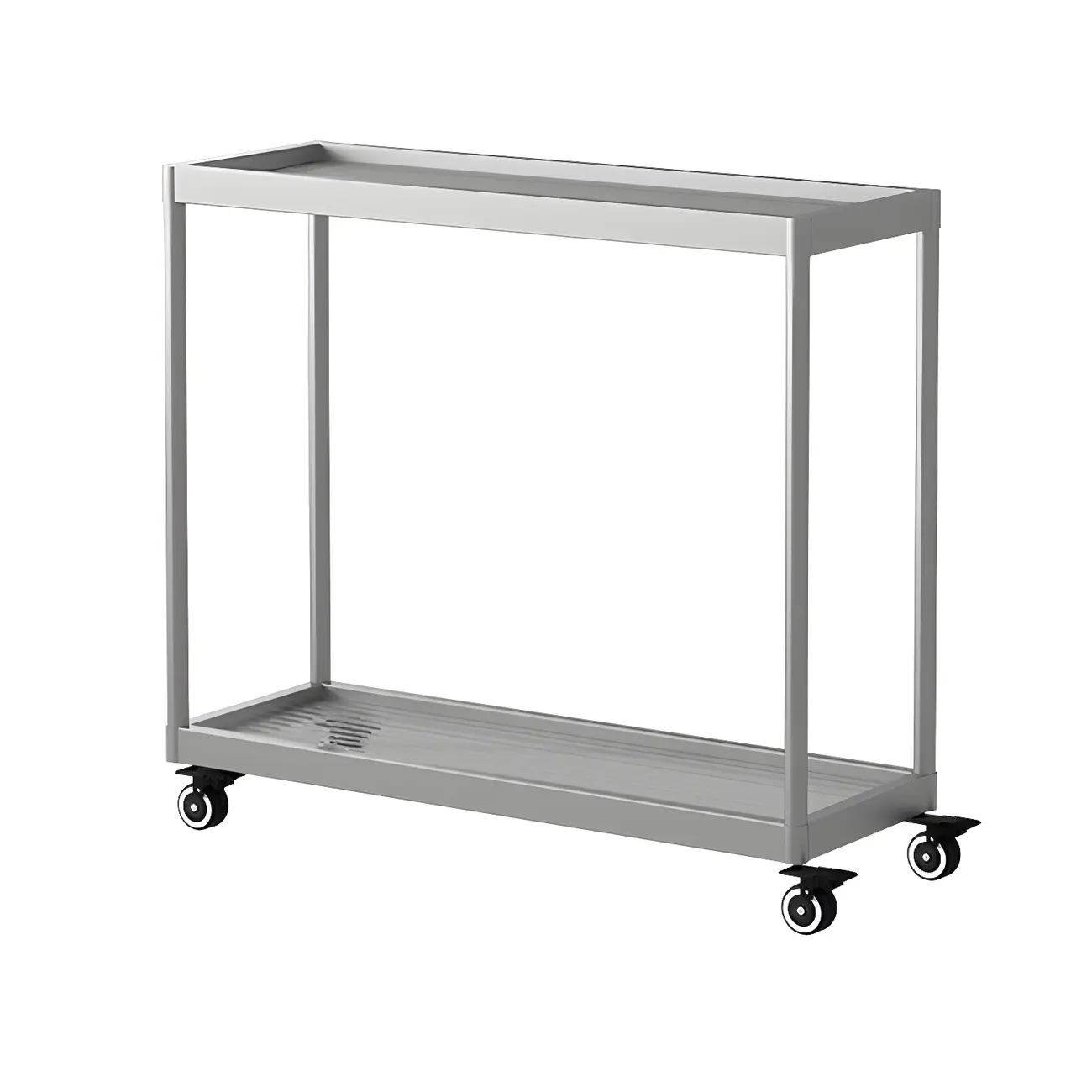 Gold Glass Rectangular Top Shelf Side Table on Wheels