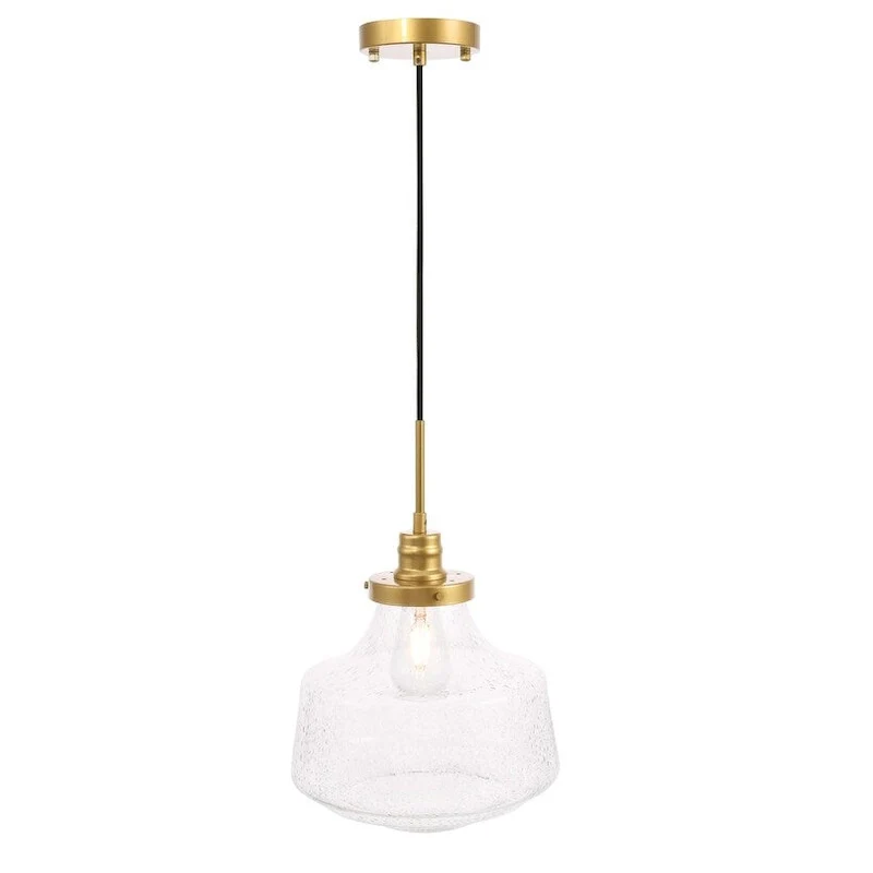Klyli 11-inch 1-light Clear Seeded Glass Hanging Pendant