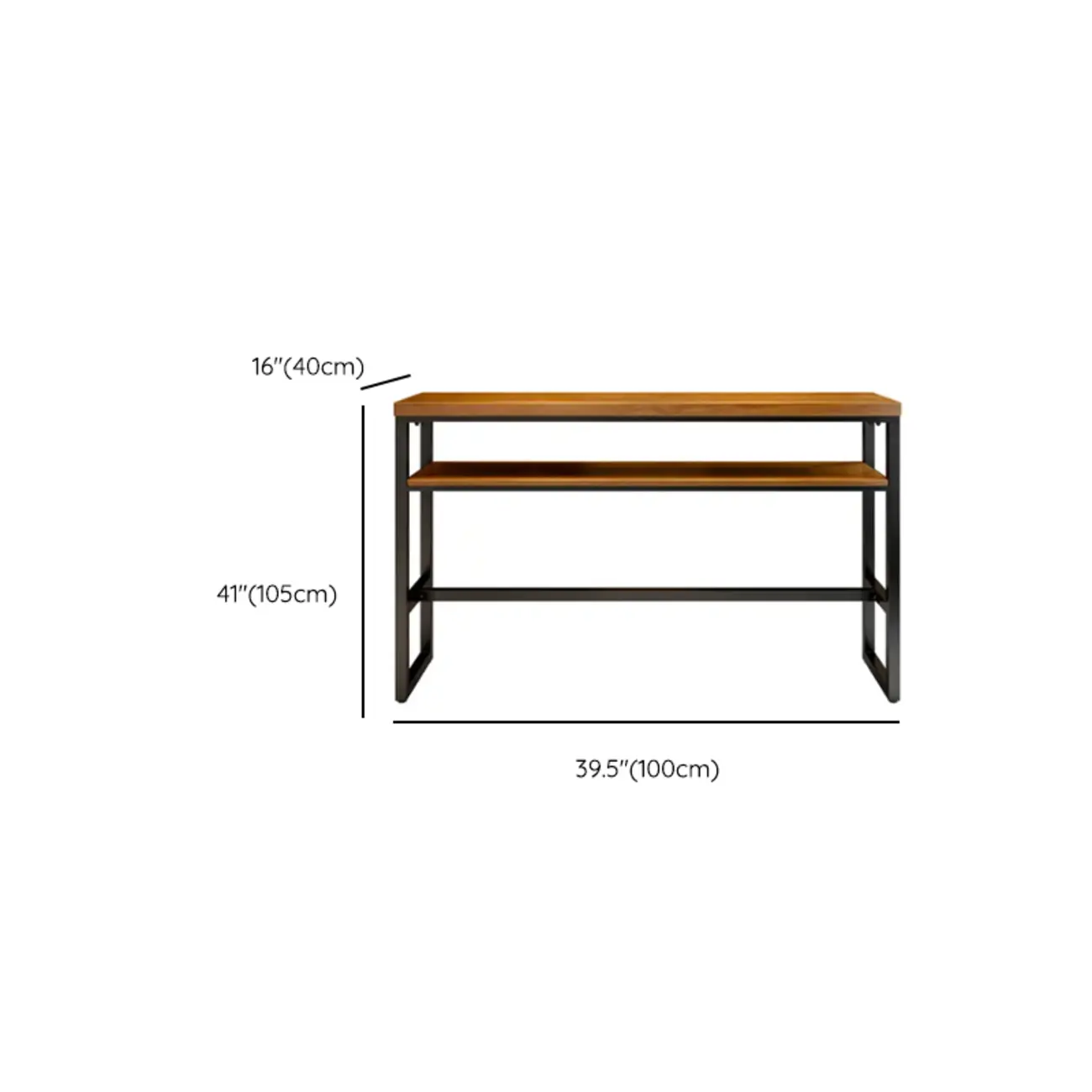 Modern Brown Wooden Metal Sled Shelf Bar Tables with Footrest