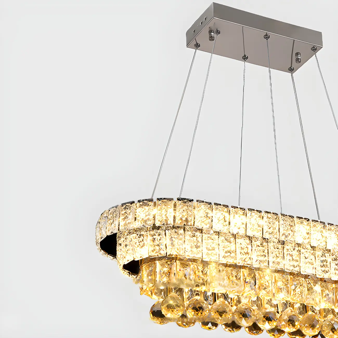 Elegant Gold/Silver Crystal Kitchen Island Pendant Light