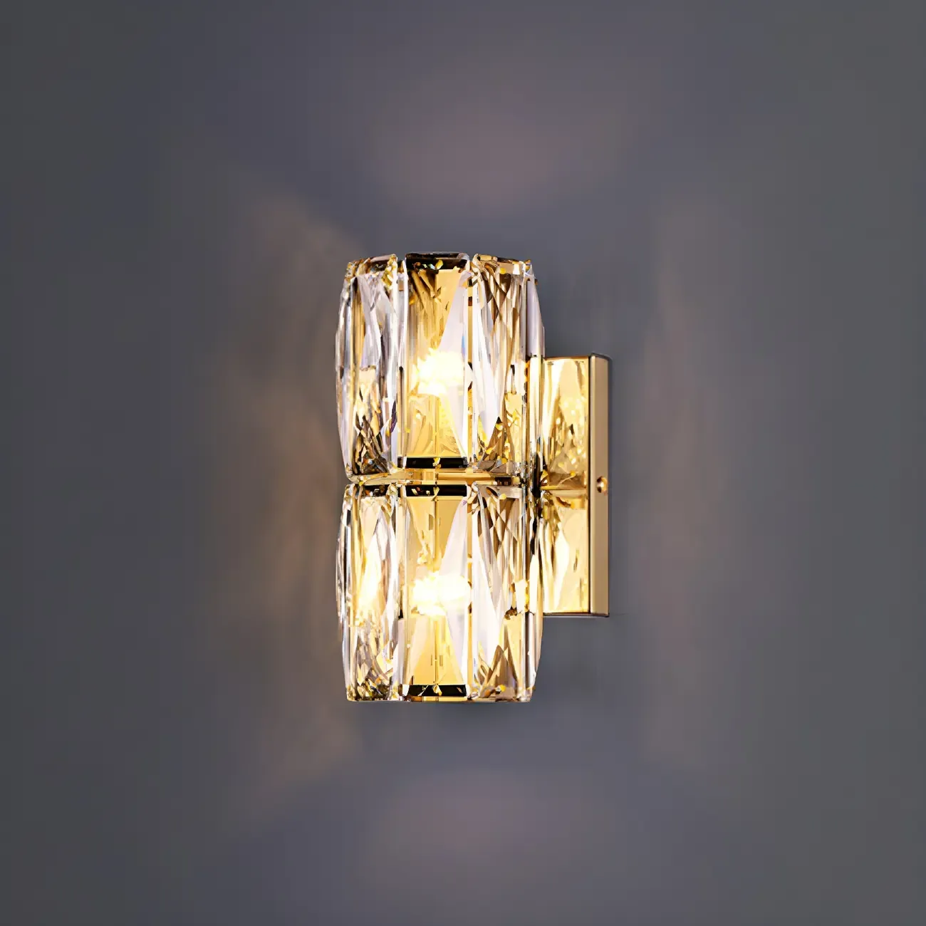 Luxury Geometric Crystal Gold Vanity Light