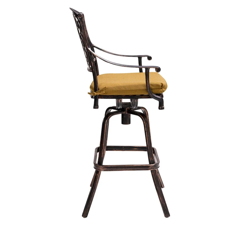 Pellebant Patio Aluminum Swivel Bar Stool with Sunbrella Cushion