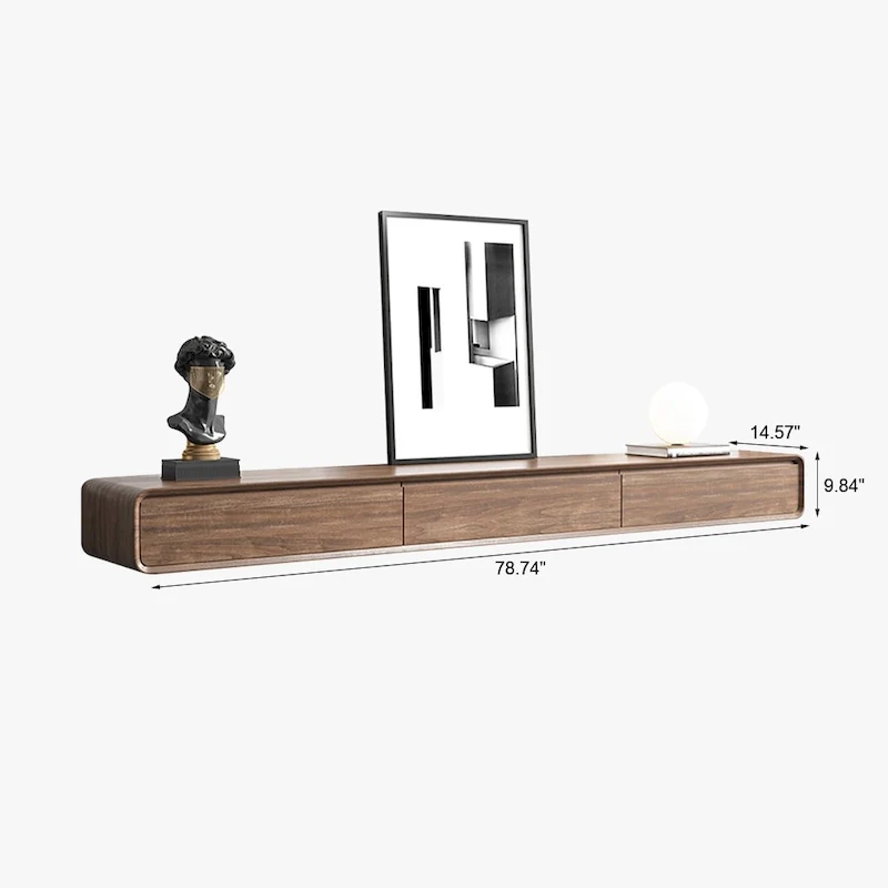 Floating TV Stand, Modern Wall-Mounted Entertainment Center with 3/4 Drawers, Solid Wood,Fully-Assembled