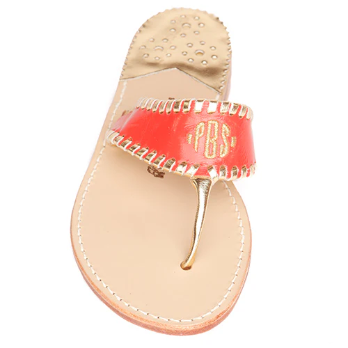 Custom Embroidered Aubrey Monogram Coral / Gold