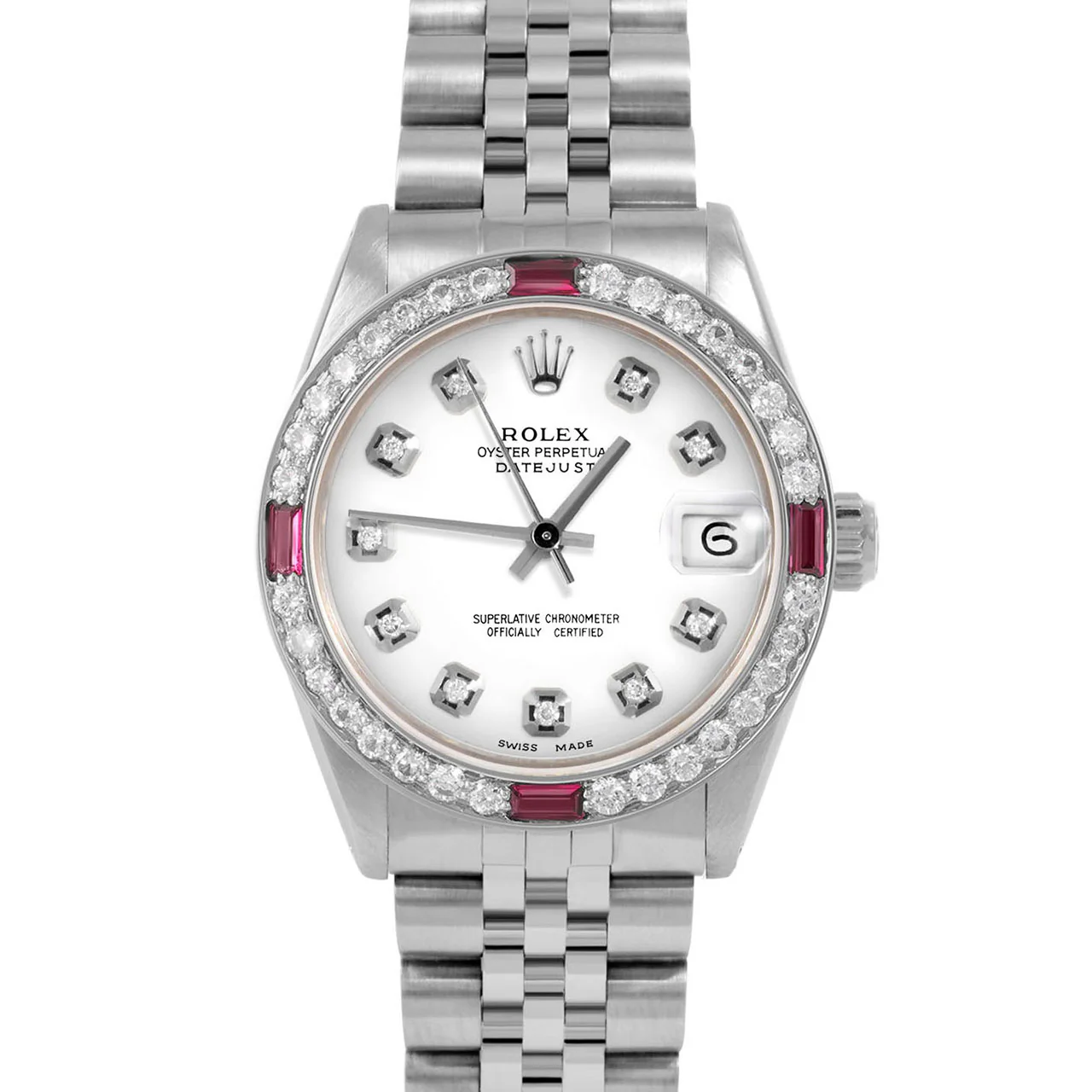 Rolex Datejust 31mm | 6827-SS-WHT-DIA-AM-4RBY-JBL