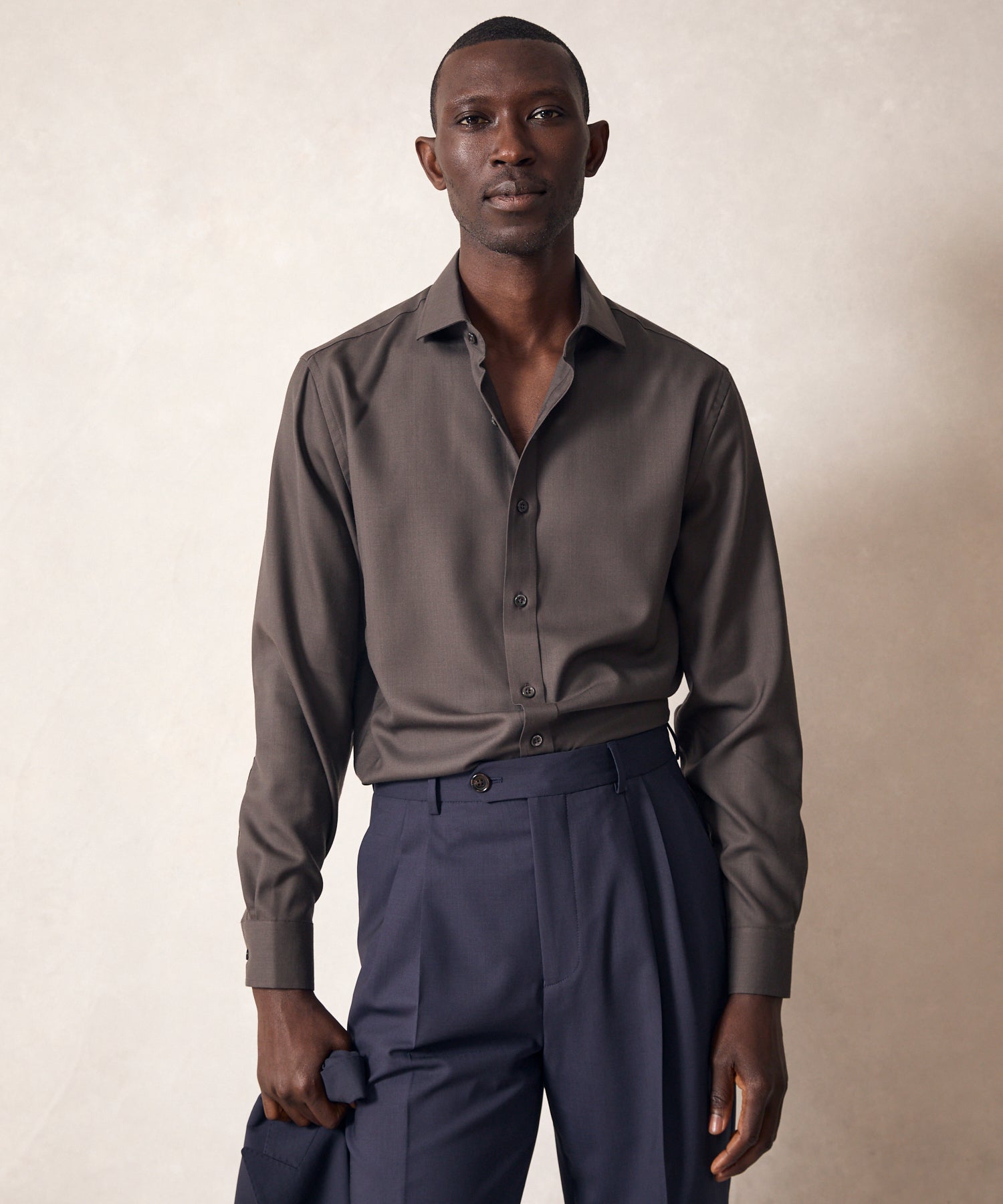 Merino Spread Collar Dress Shirt