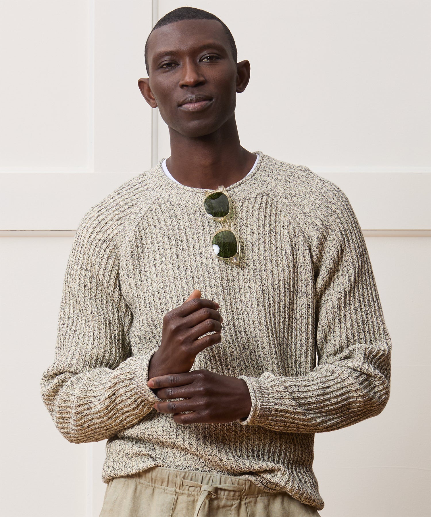 Cotton Ribbed Crewneck Sweater