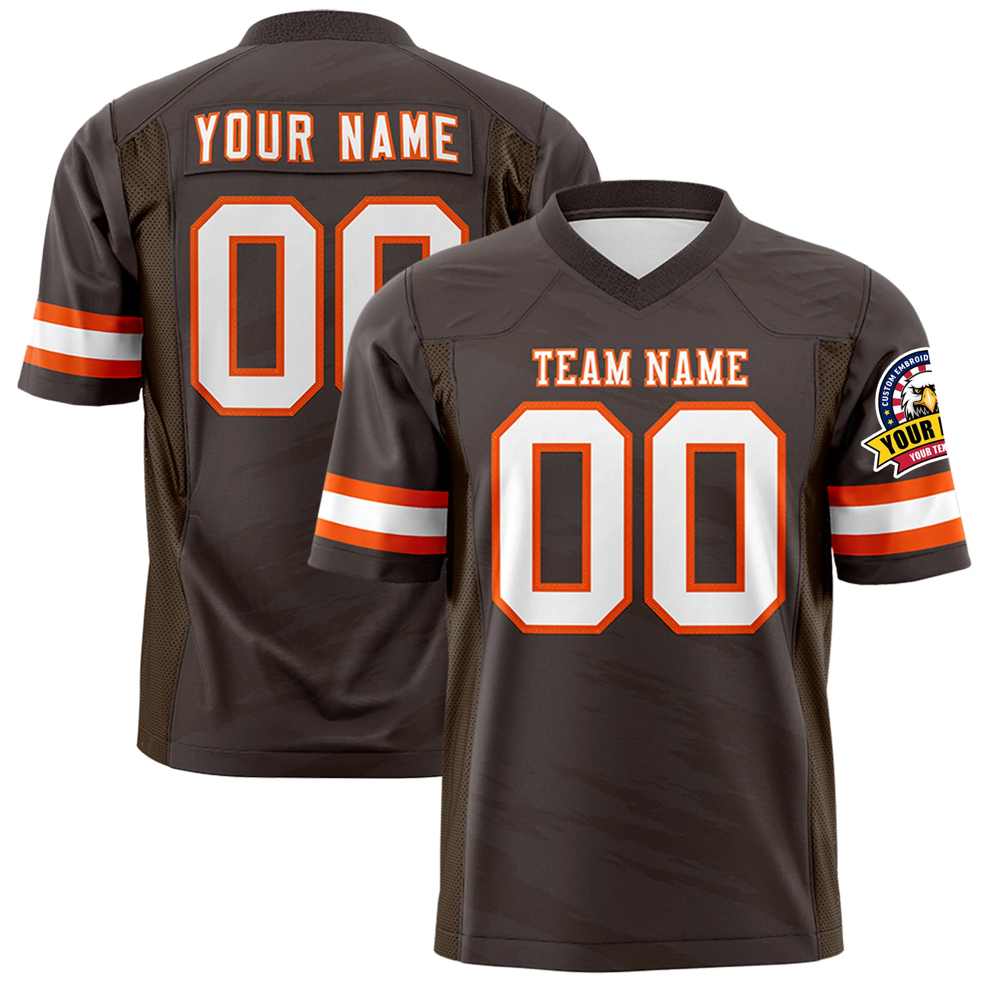Custom Brown-White  Mesh Scratch Football Jersey