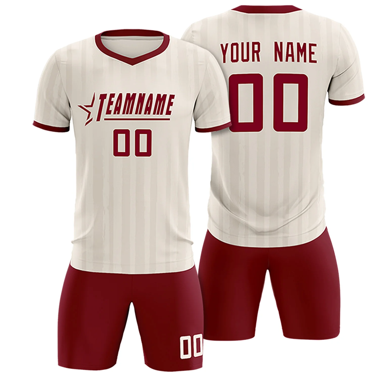 Custom Khaki Crimson Breathable Soccer Sets Jersey