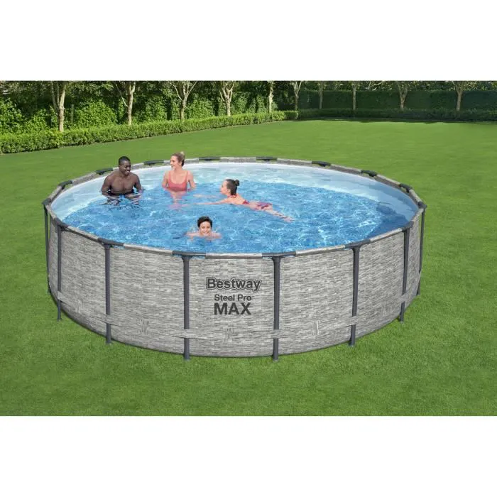 BESTWAY Above Ground Tubular Pool Kit - Steel Pro Max™ - 488 x 122 cm - Round (Comes with filtration pump. ladder and cover)